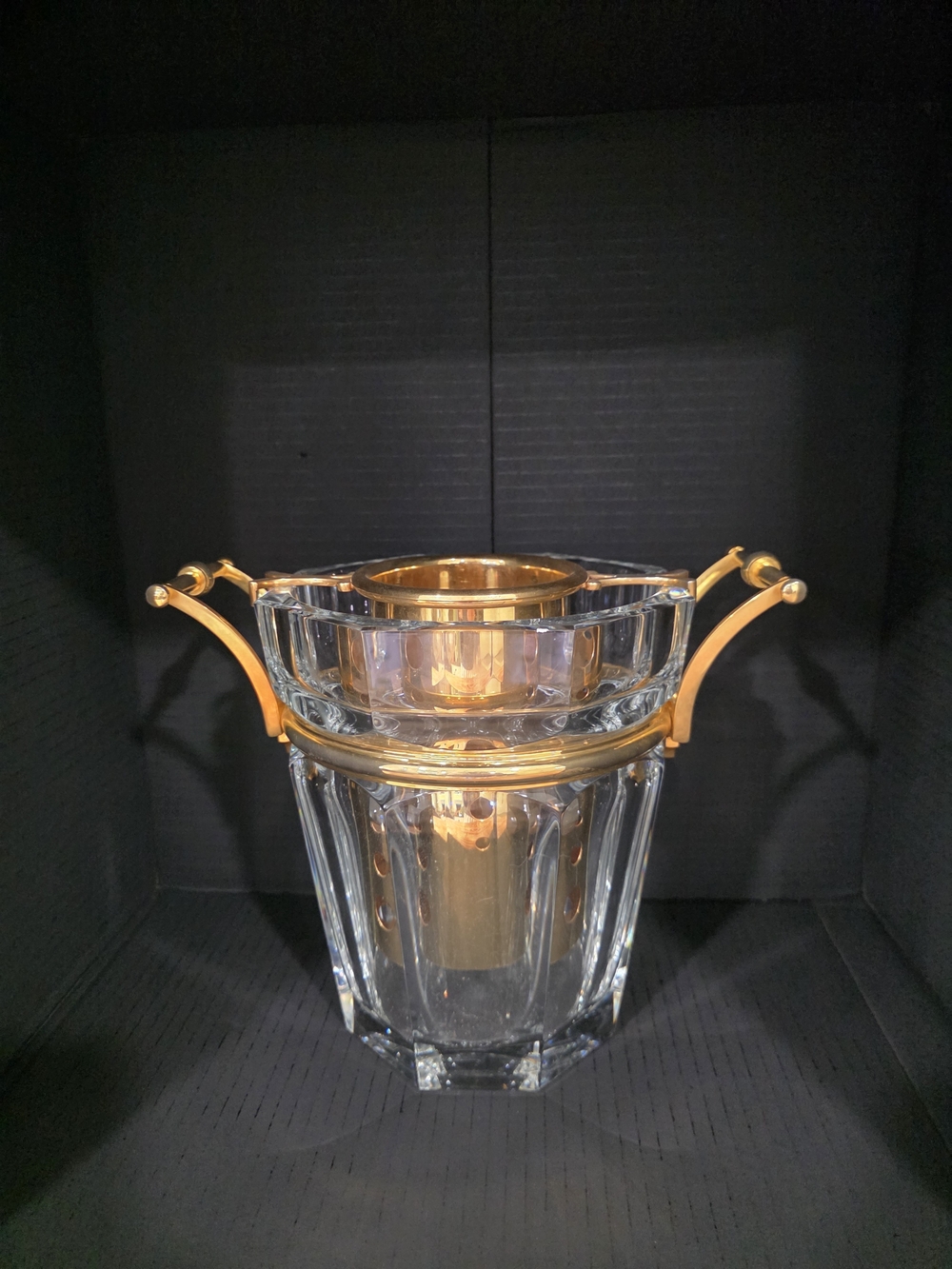 1980s Baccarat Crystal Harcourt Champagne Bucket With Bottle Caddy